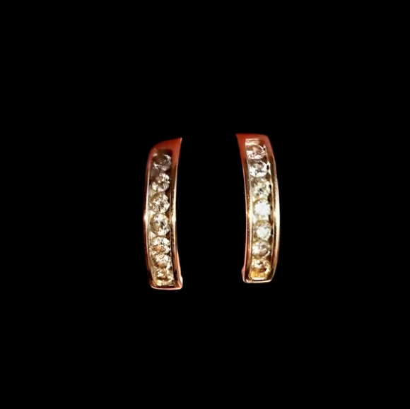 Peoples 10k Yellow Gold 14 Diamond Small Hoop Earrings 5.3g - Picture 2 of 8